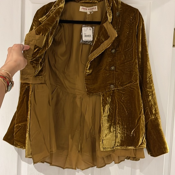 Free People Faye Velvet Jacket In Warm Tobacco Size XS - Picture 7 of 8